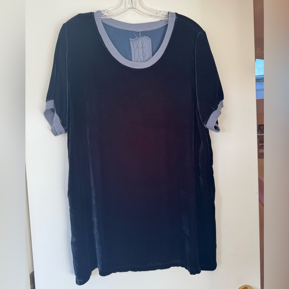 Navy Oversized Velvet Tee